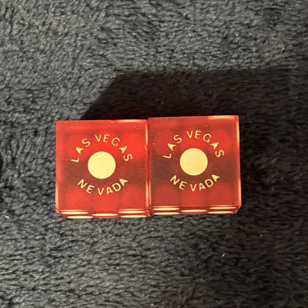 Vintage Red Las Vegas Nevada Cassino Dice Matching Number 8036